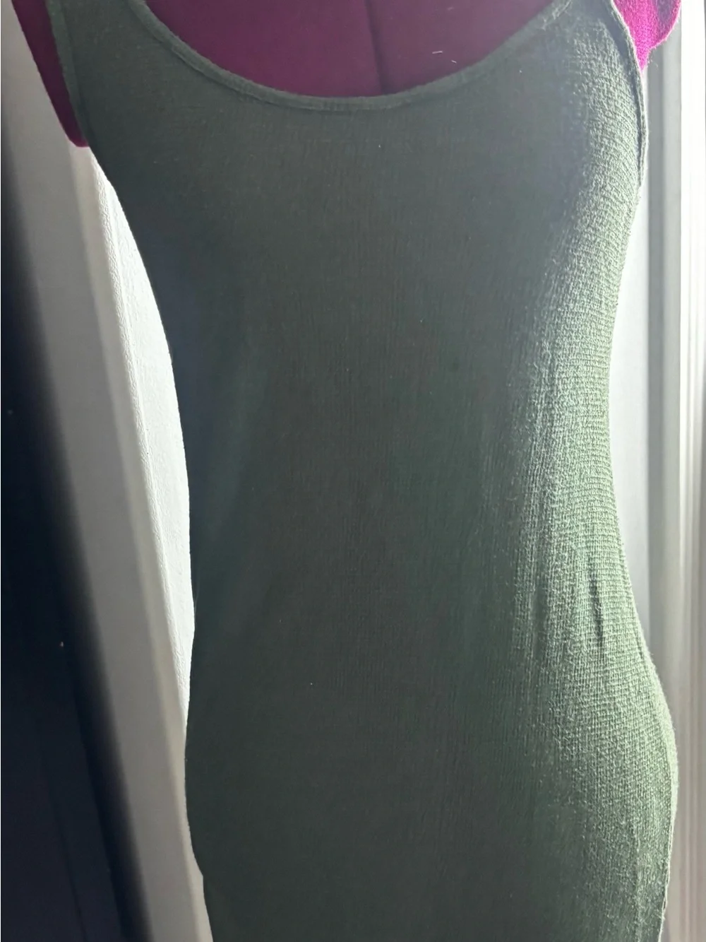 Olive Green Ribbed Tank Dress